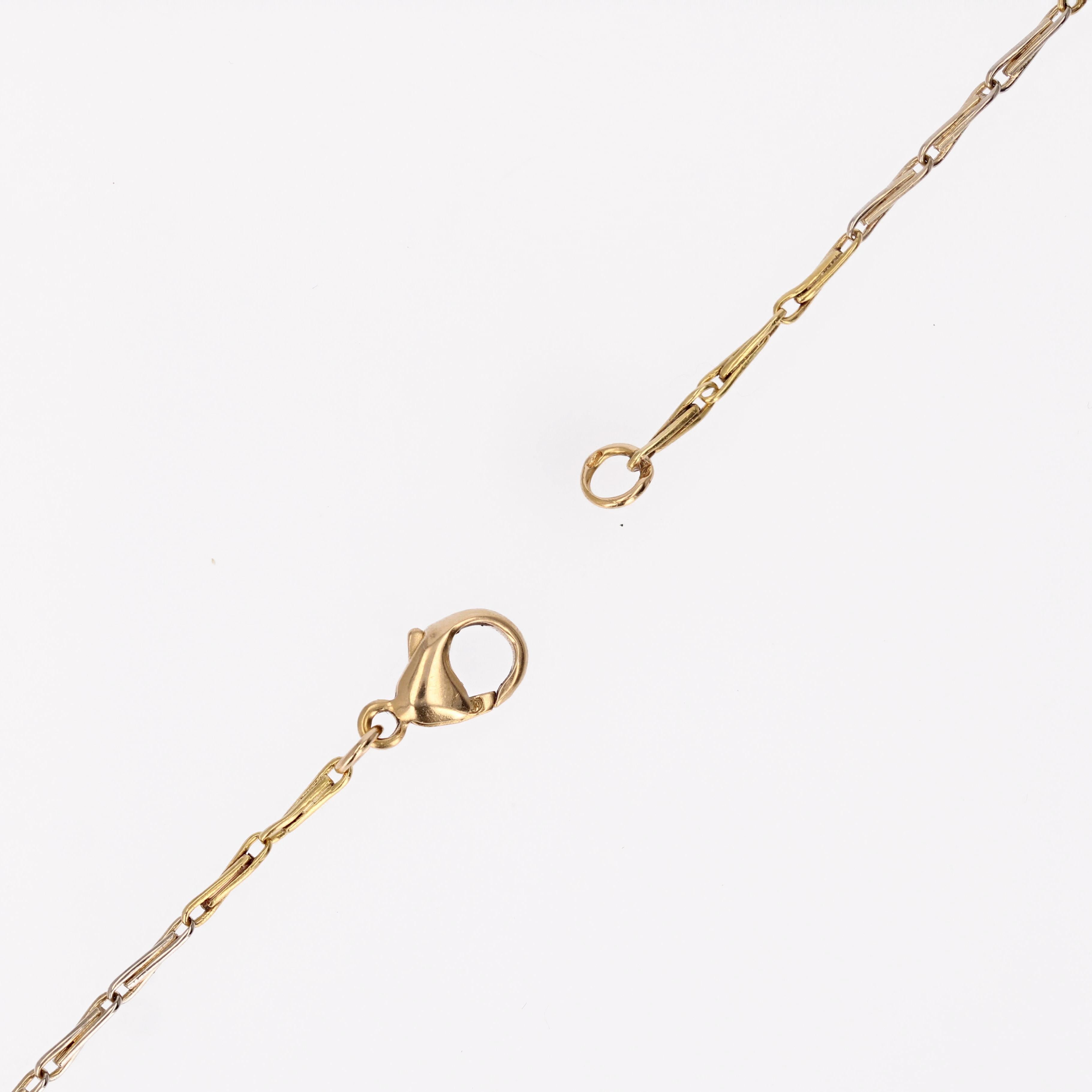 Collar francés de cadena de eslabones de grapas de oro amarillo de 18 quilates del siglo XX en venta 8
