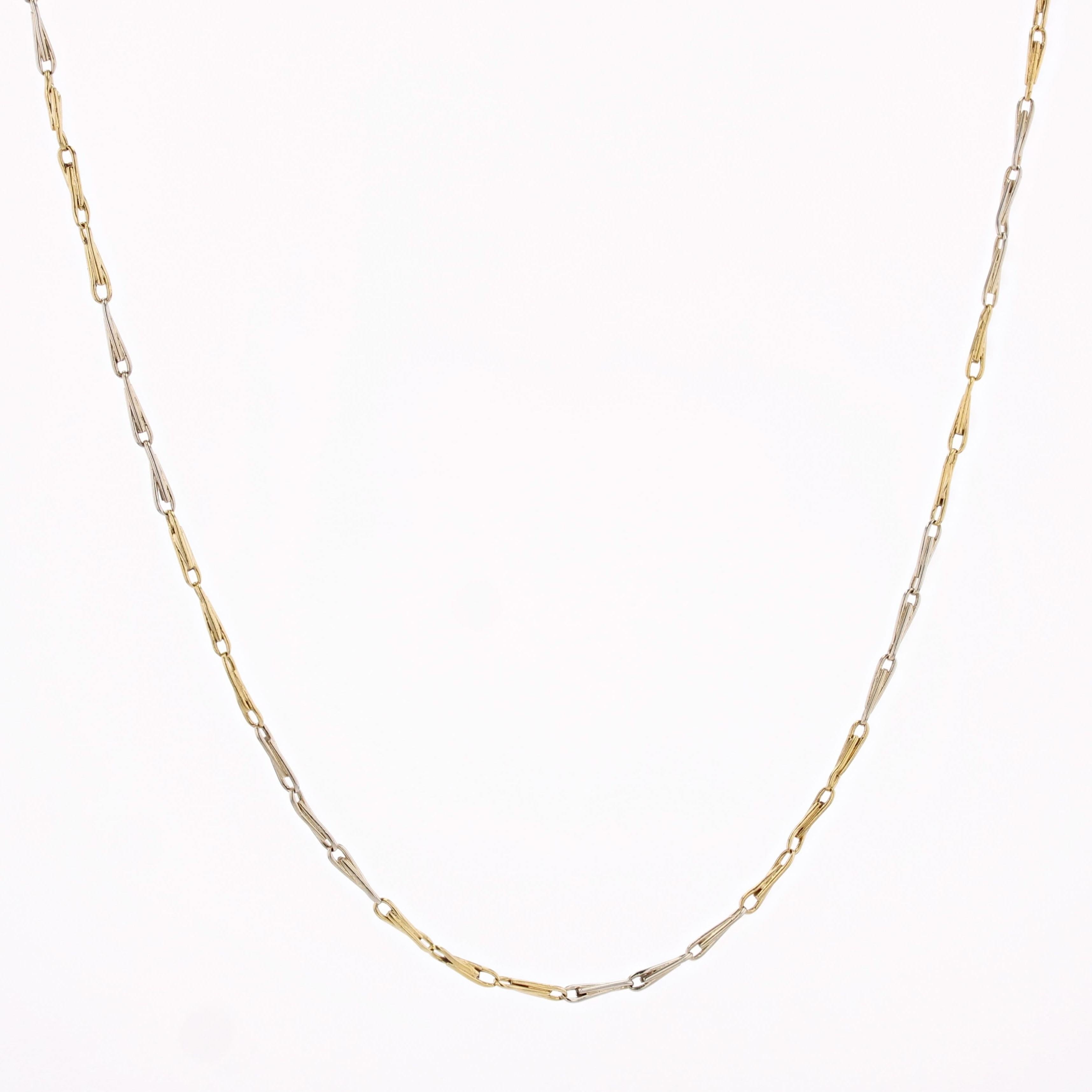 Femenino o masculino Collar francés de cadena de eslabones de grapas de oro amarillo de 18 quilates del siglo XX en venta