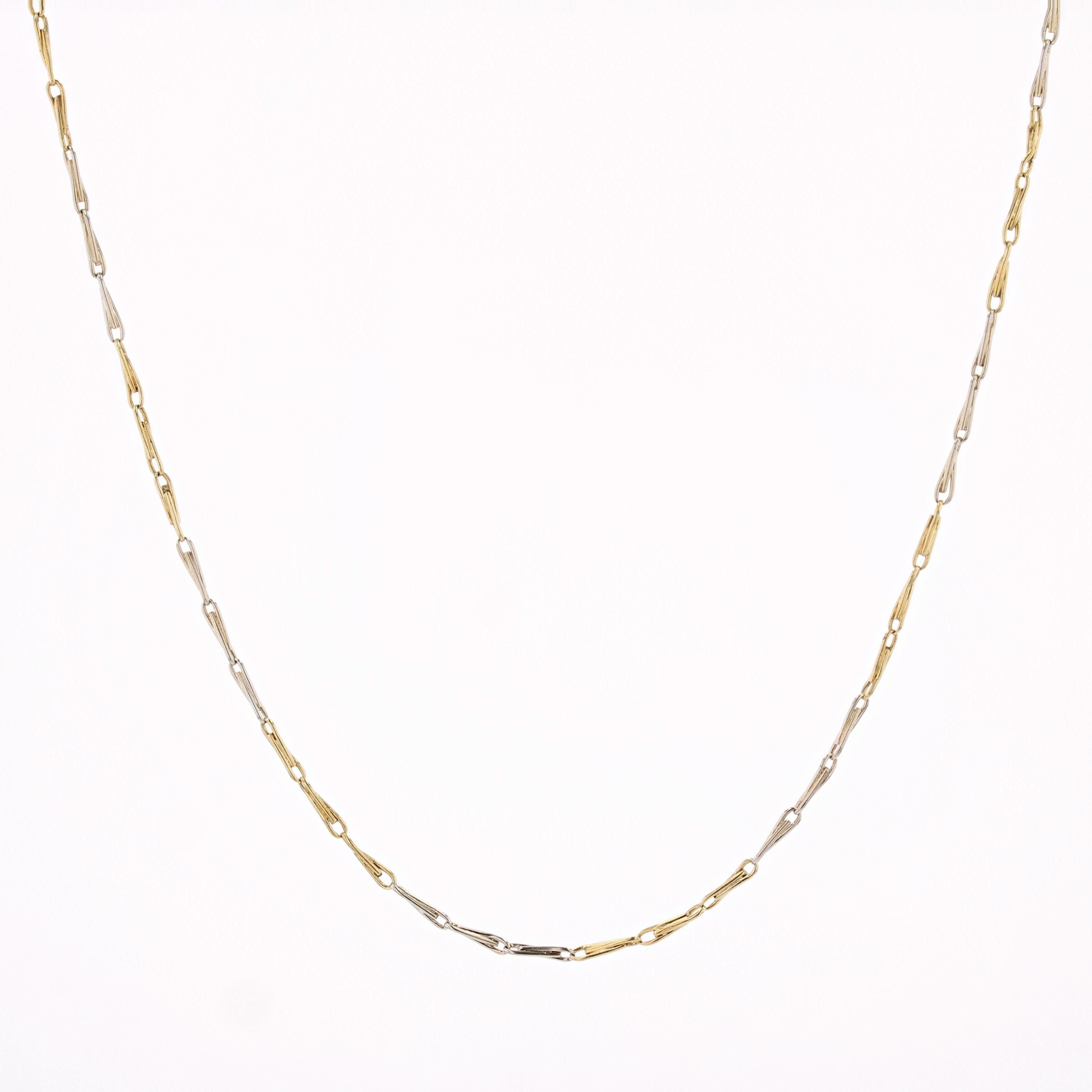 Collar francés de cadena de eslabones de grapas de oro amarillo de 18 quilates del siglo XX en venta 1