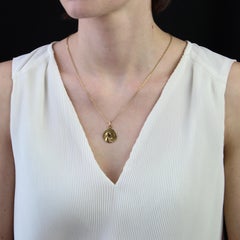 French 20th Century 18 Karat Yellow Gold Virgin and Chalice Medal Pendant