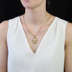 Médaille de Virginie française du 20e siècle en or jaune 18 carats