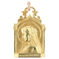 French 20th Century 18 Karat Yellow Gold Virgin Medal