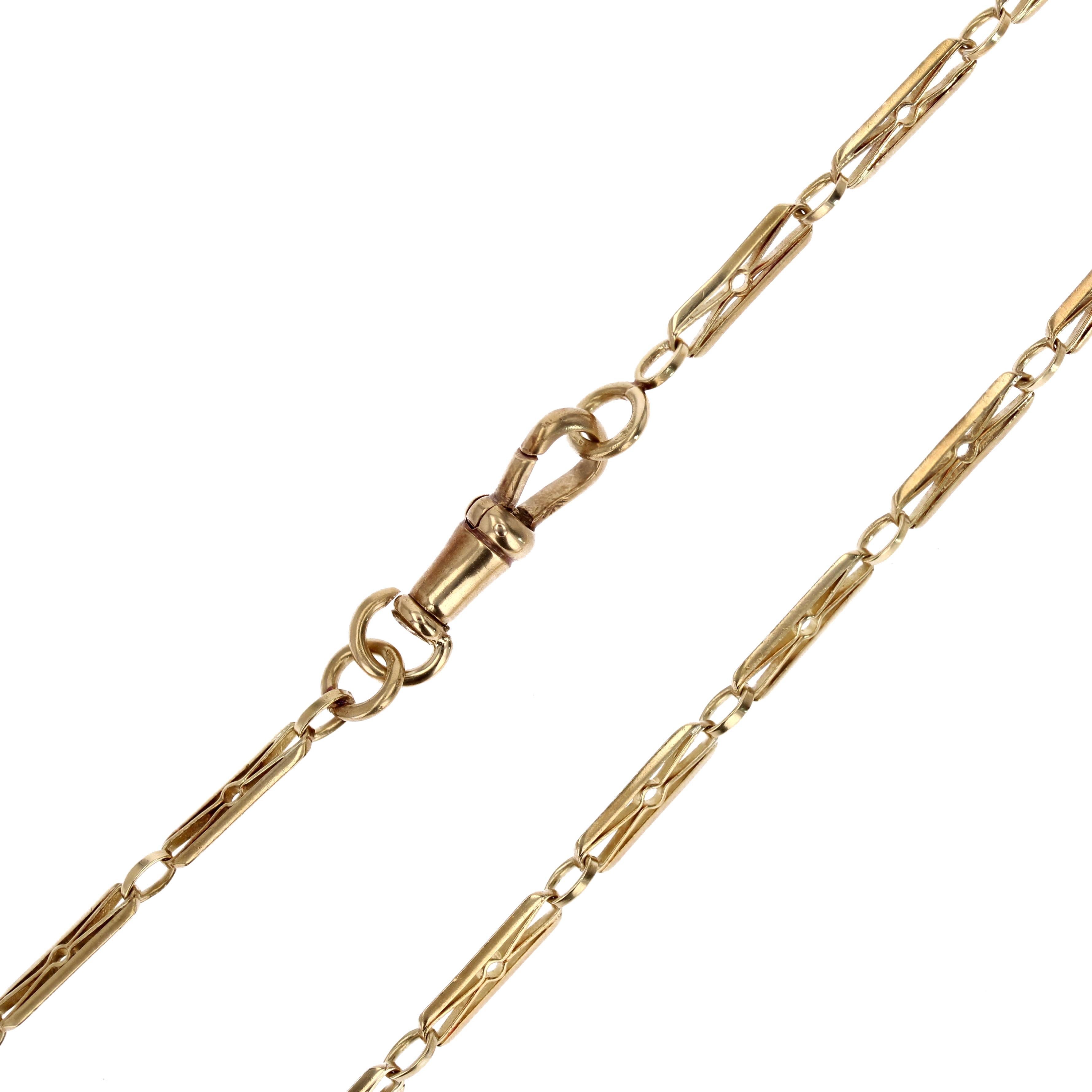 French 20th Century 18 Karat Yellow Gold Watch Chain Necklace For Sale 7
