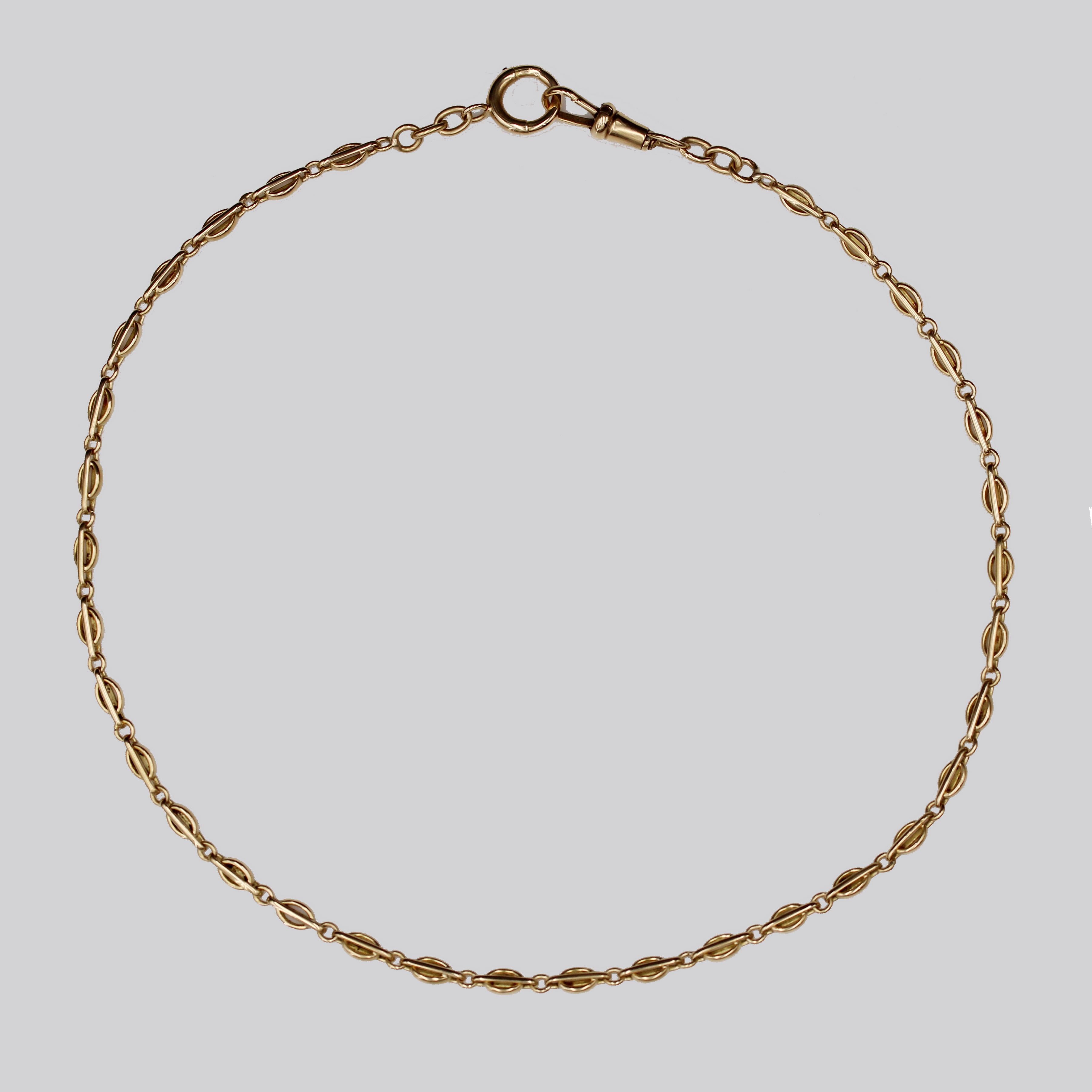 Belle Époque French 20th Century 18 Karat Yellow Gold Watch Chain Necklace
