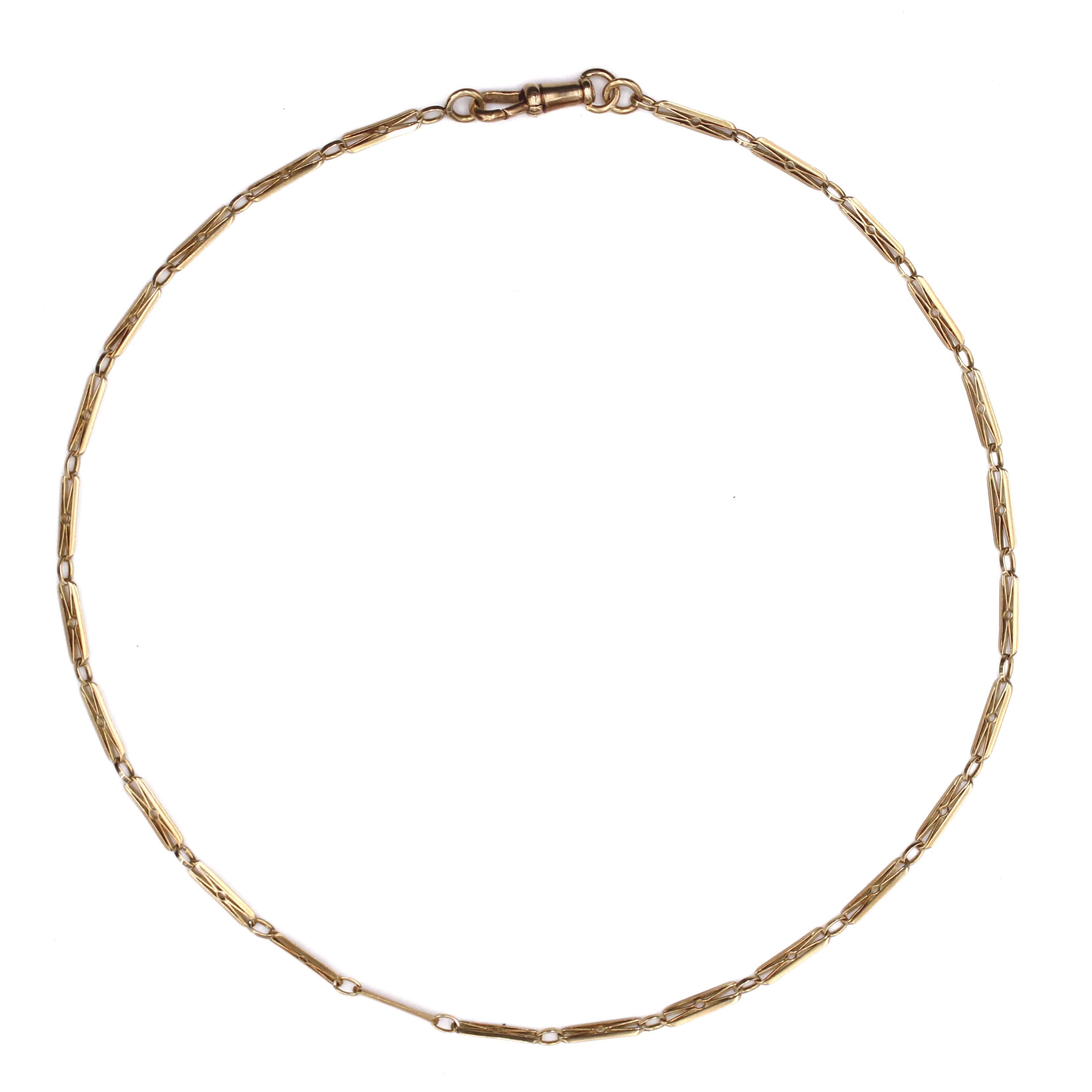 Retro French 20th Century 18 Karat Yellow Gold Watch Chain Necklace For Sale