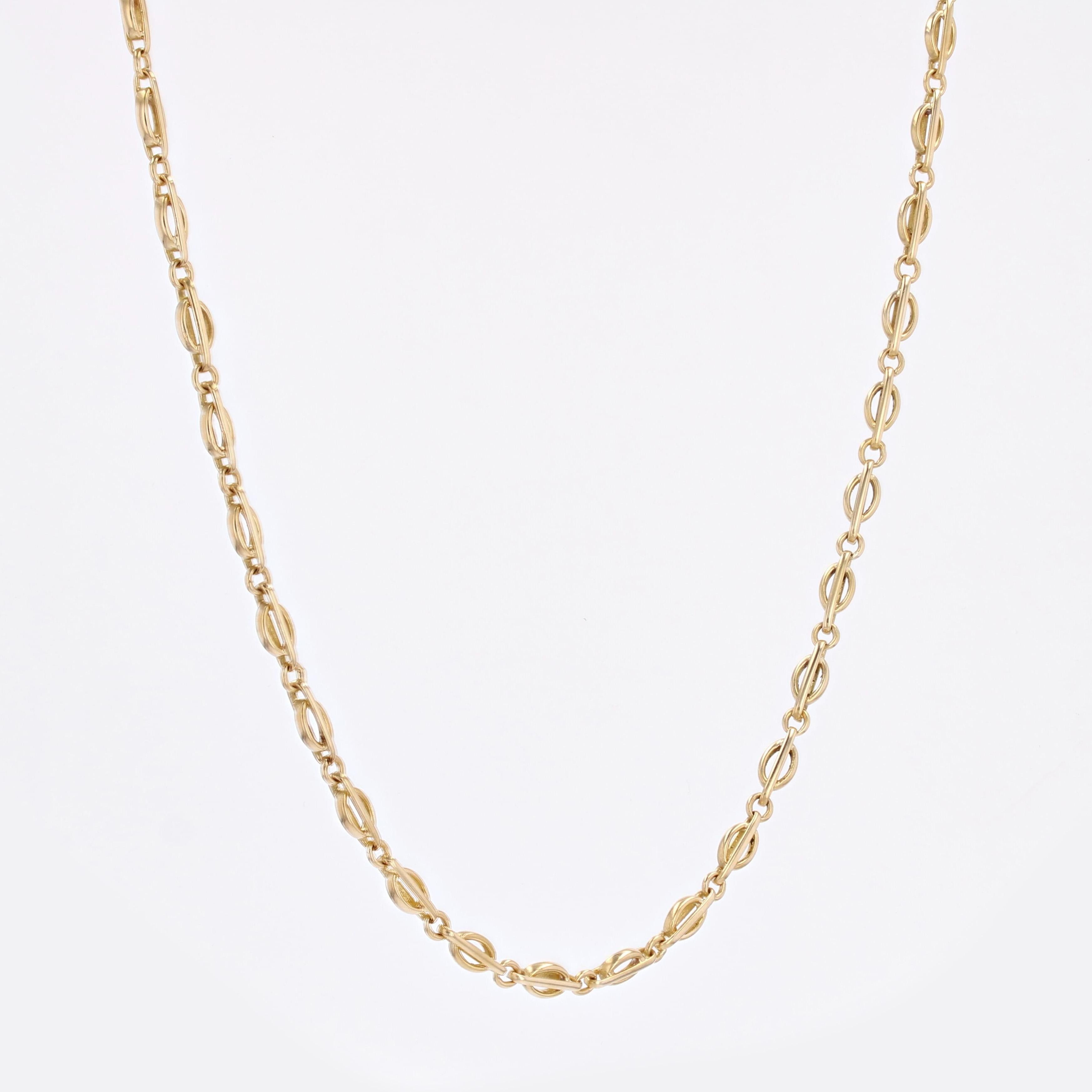 French 20th Century 18 Karat Yellow Gold Watch Chain Necklace In Good Condition In Poitiers, FR