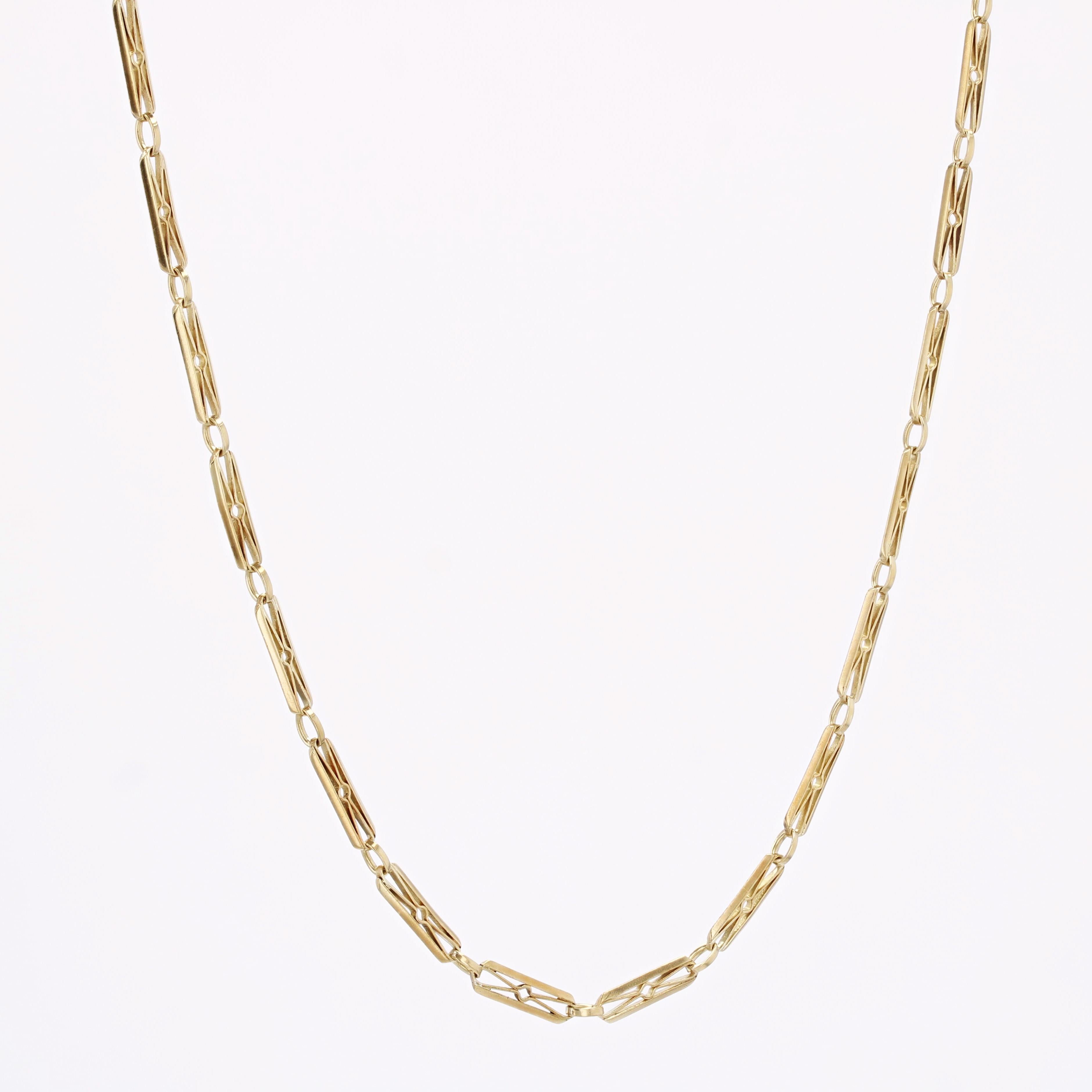 French 20th Century 18 Karat Yellow Gold Watch Chain Necklace In Good Condition For Sale In Poitiers, FR