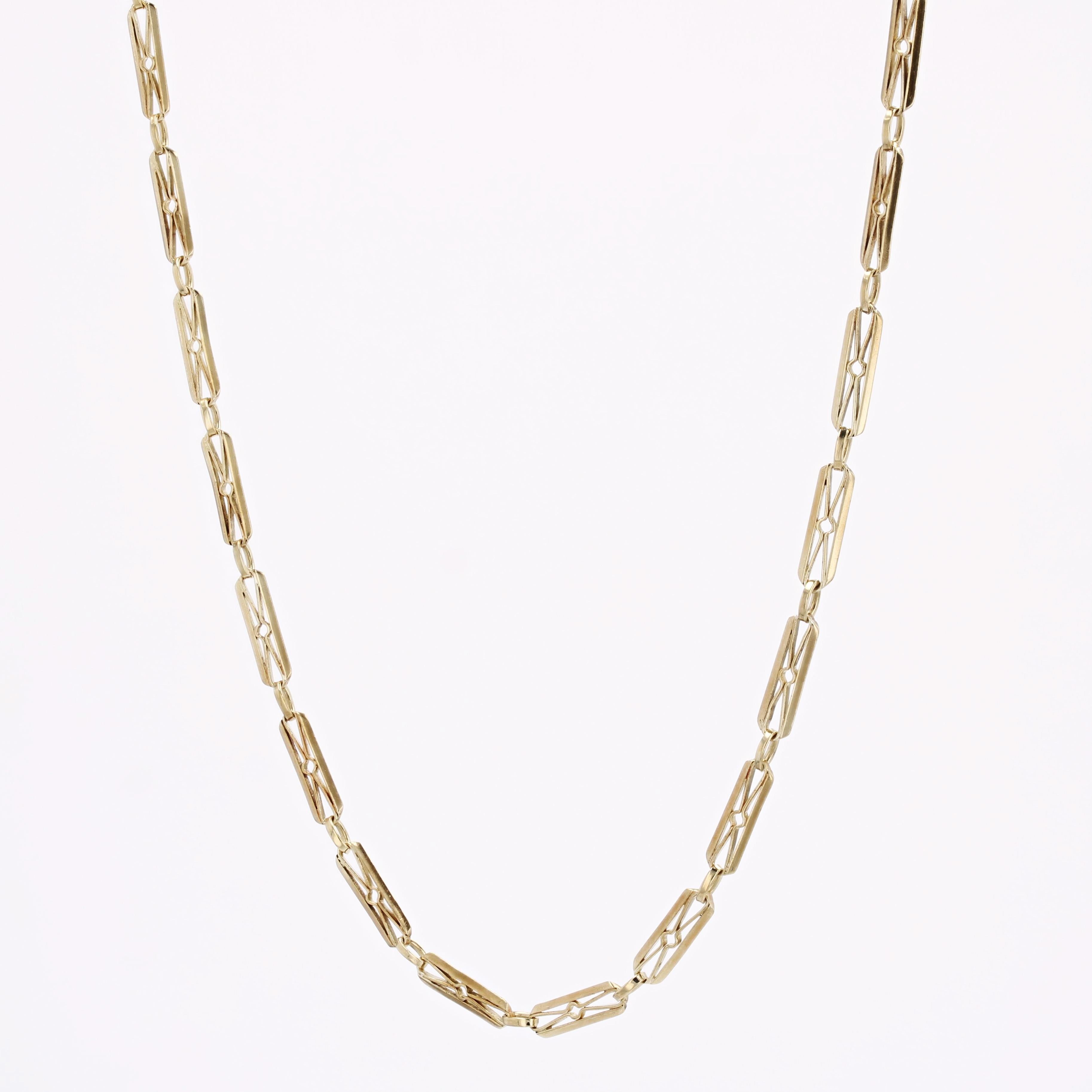 Women's French 20th Century 18 Karat Yellow Gold Watch Chain Necklace For Sale