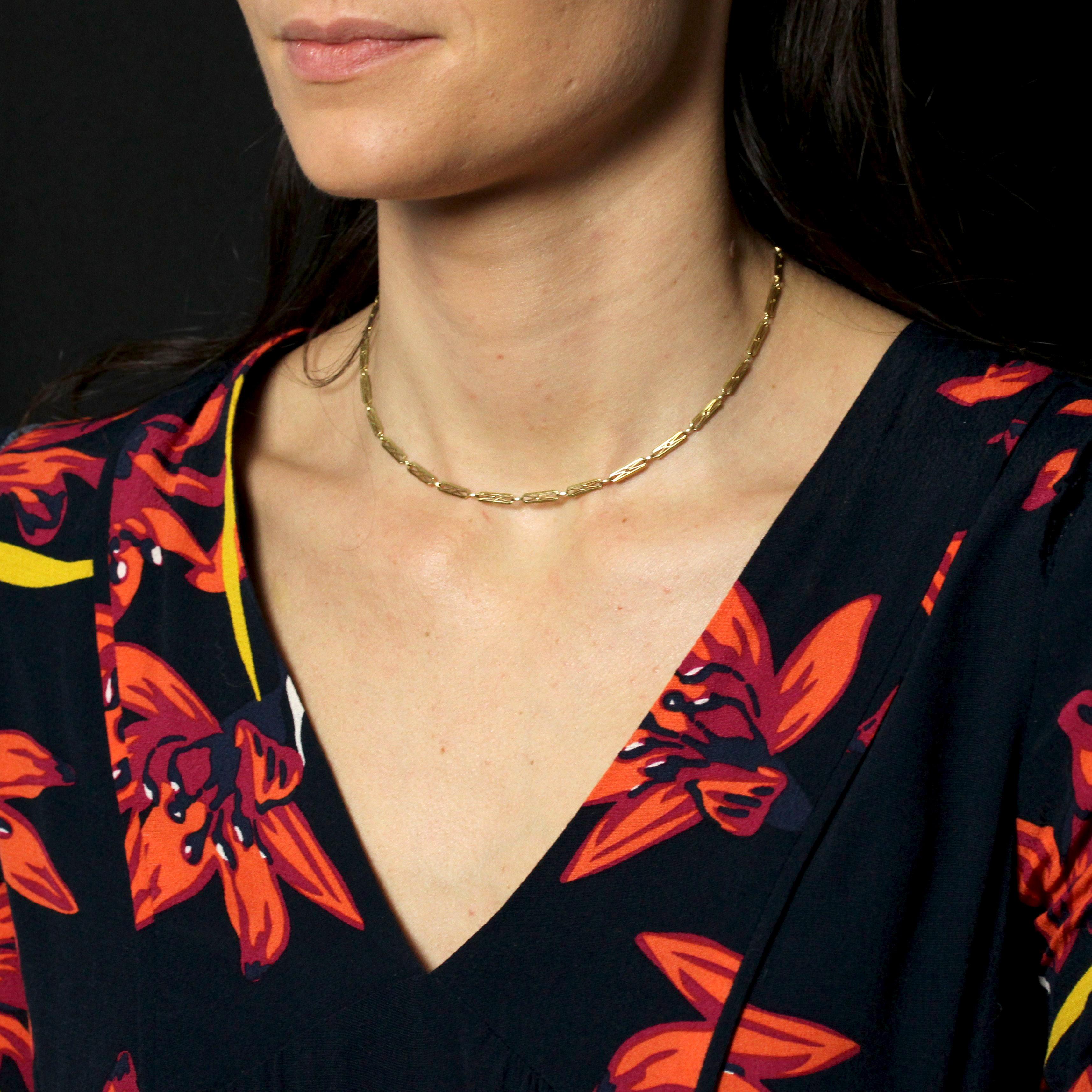 French 20th Century 18 Karat Yellow Gold Watch Chain Necklace For Sale 2