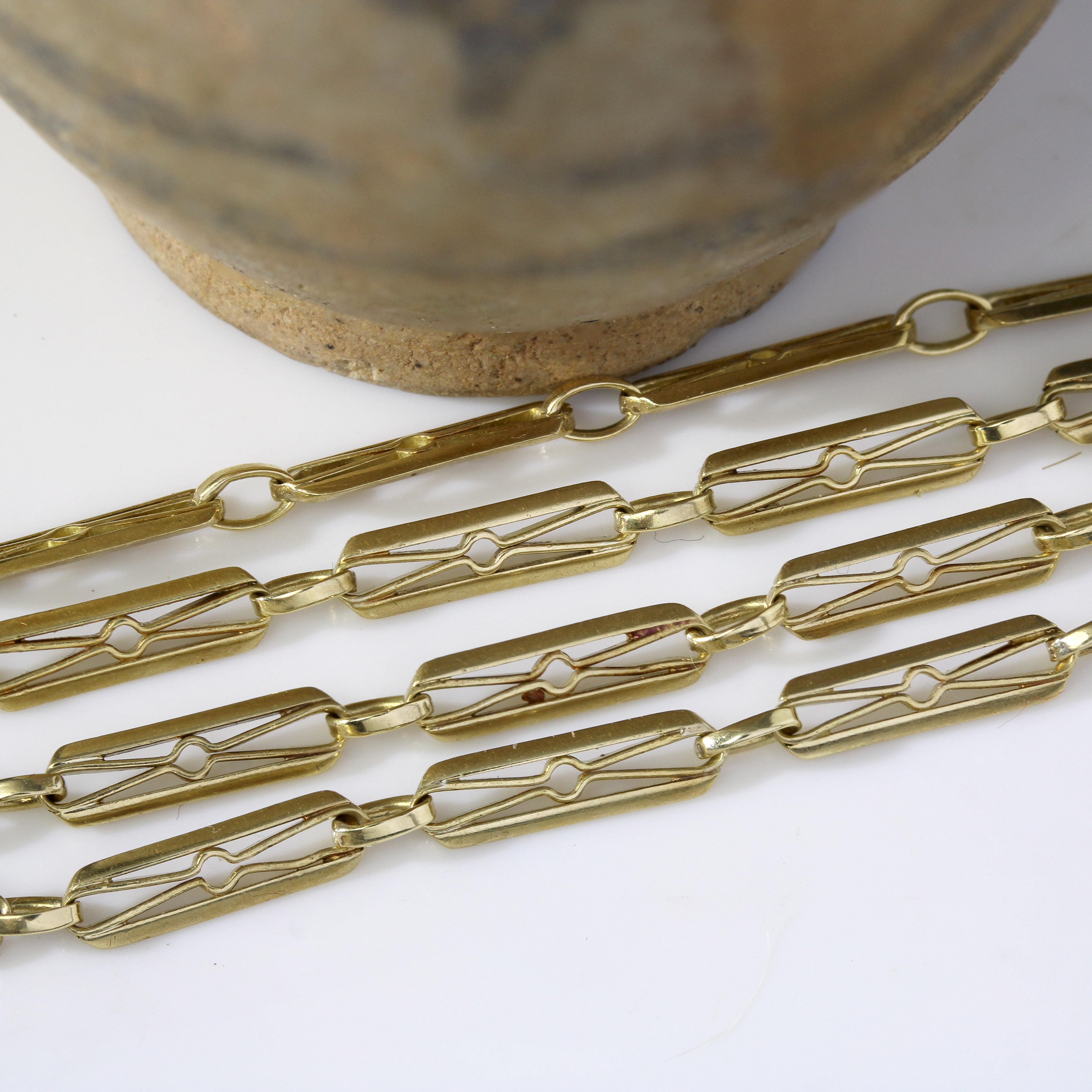 French 20th Century 18 Karat Yellow Gold Watch Chain Necklace For Sale 4