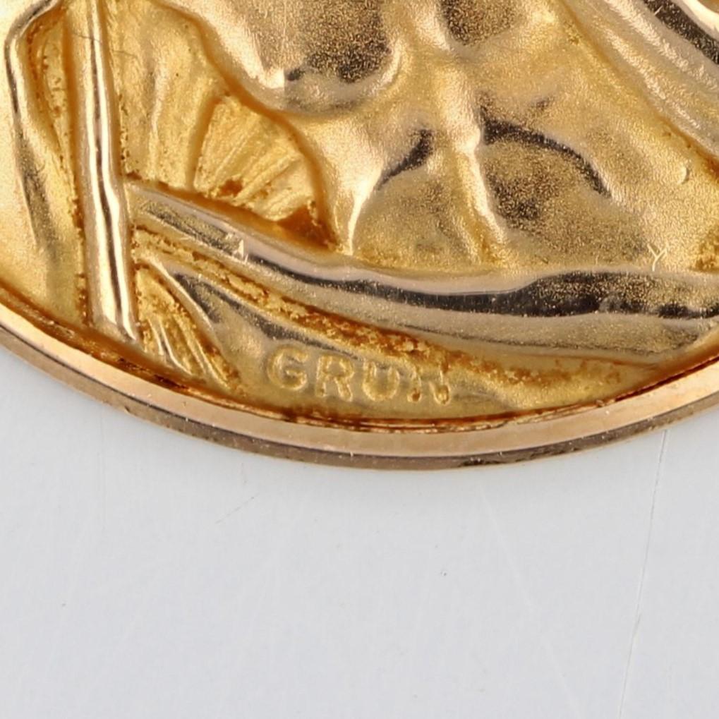 Women's or Men's French 20th Century 18K Rose Gold Saint Christopher Grun Medal Pendant