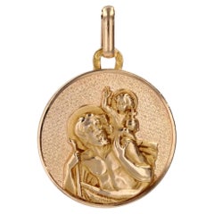French 20th Century 18K Rose Gold Saint Christopher Grun Medal Pendant
