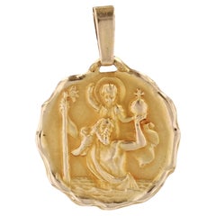 French 20th Century 18K Yellow Gold Saint Christopher Contaux Medal Pendant