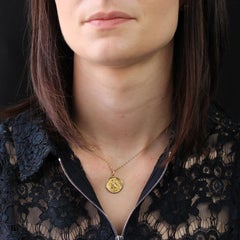 French 20th Century 18K Yellow Gold Saint Christopher Delly Medal Pendant