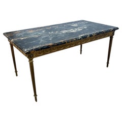 French 20th Century 1940's Marble Top Bronze Coffee Table
