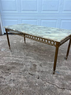 French 20th Century 1950's Louis XVI Marble Top Bronze Coffee Table