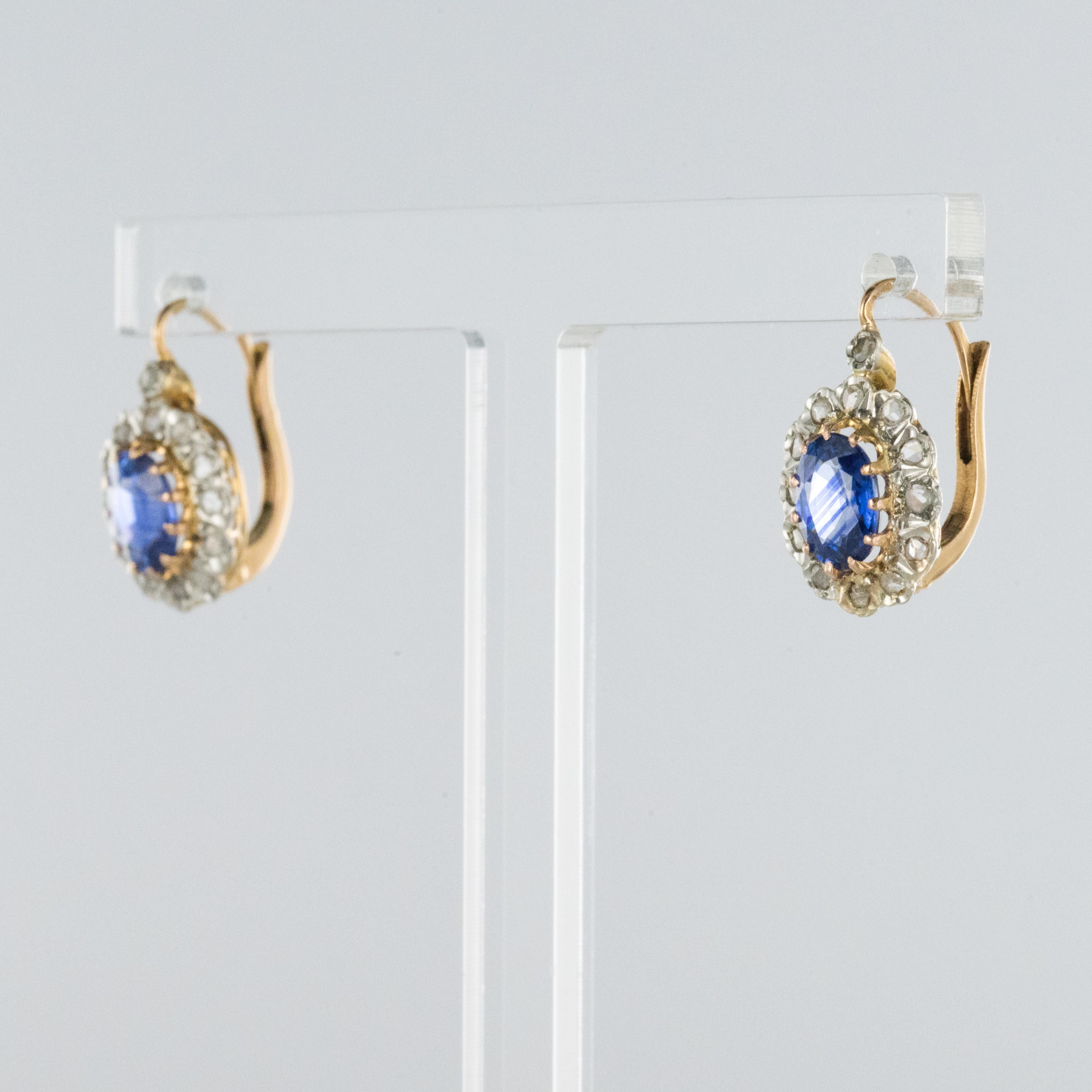 Belle Époque French 20th Century 2 Carat Sapphire Diamonds Drop Earrings