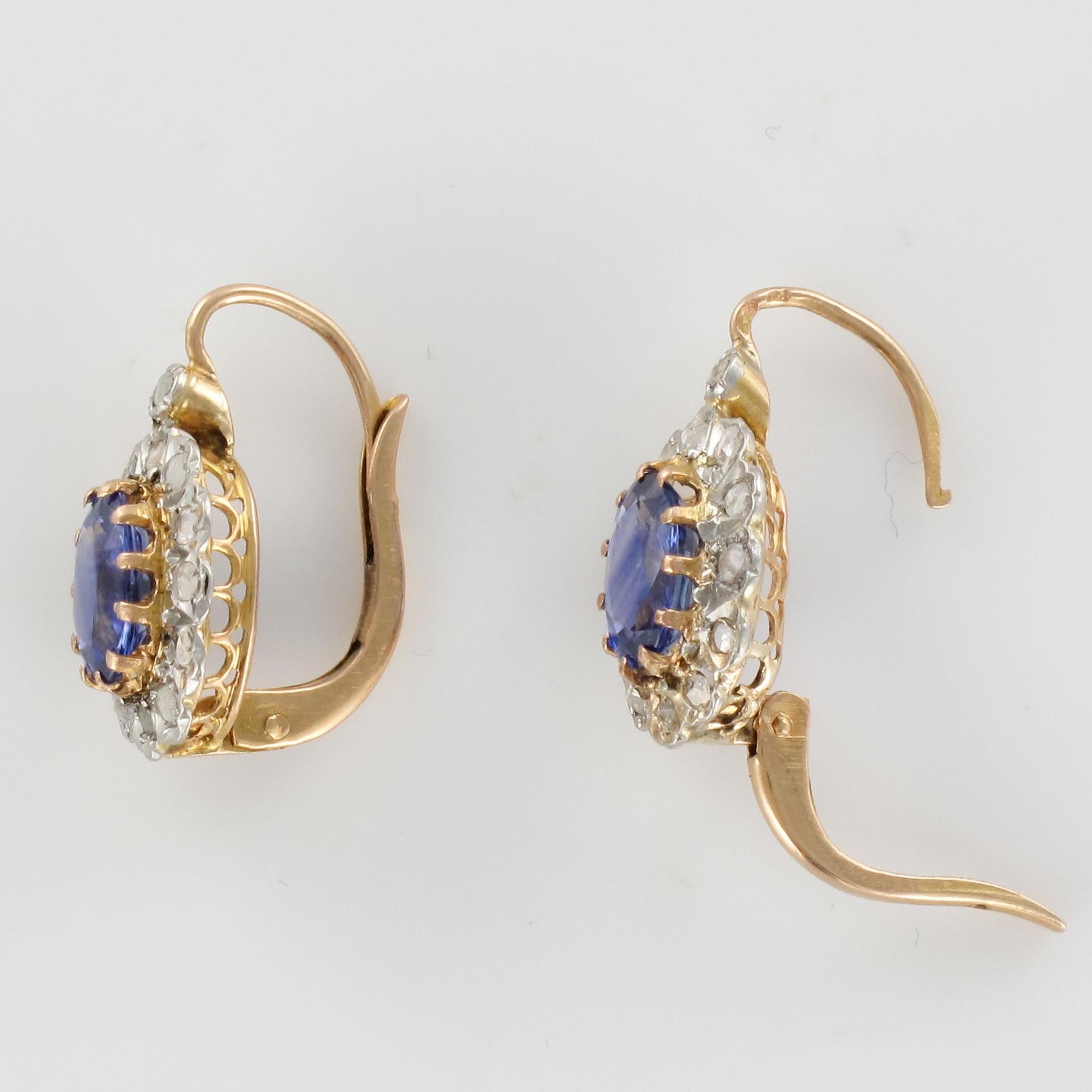 French 20th Century 2 Carat Sapphire Diamonds Drop Earrings 2