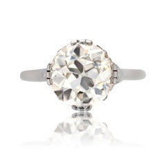 French 20th Century 3, 07 Carats Diamond Platinum Solitaire Ring