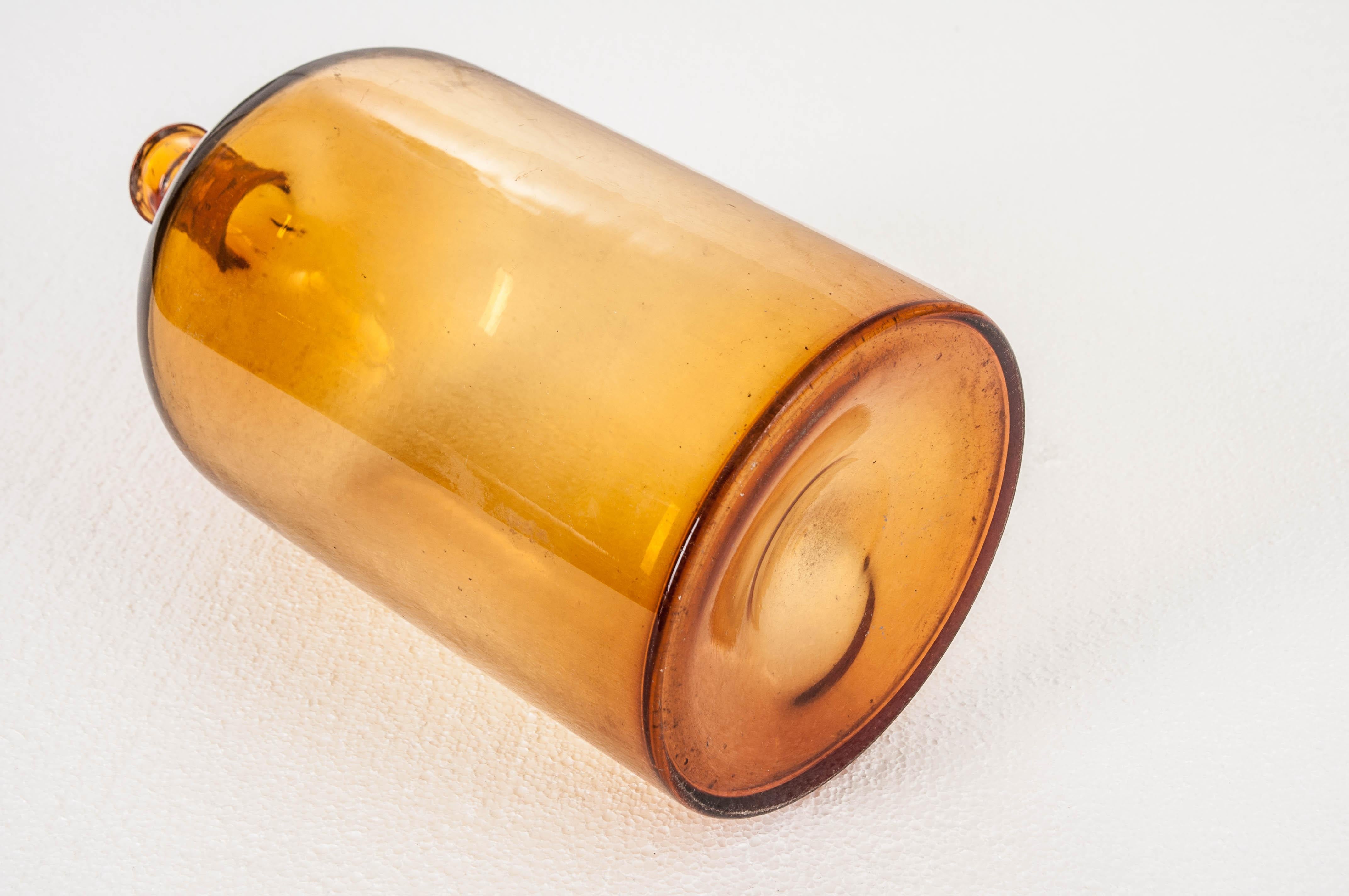 French 20th Century Amber Glass Apothecary Jar 1