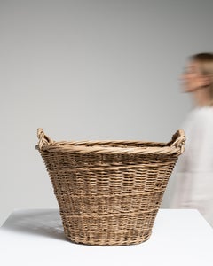 French 20th Century Antique Wicker Basket, Well-Proportioned Design