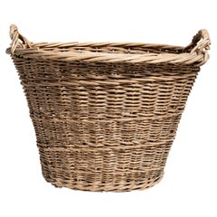 French 20th Century Antique Wicker Basket, Well-Proportioned Design