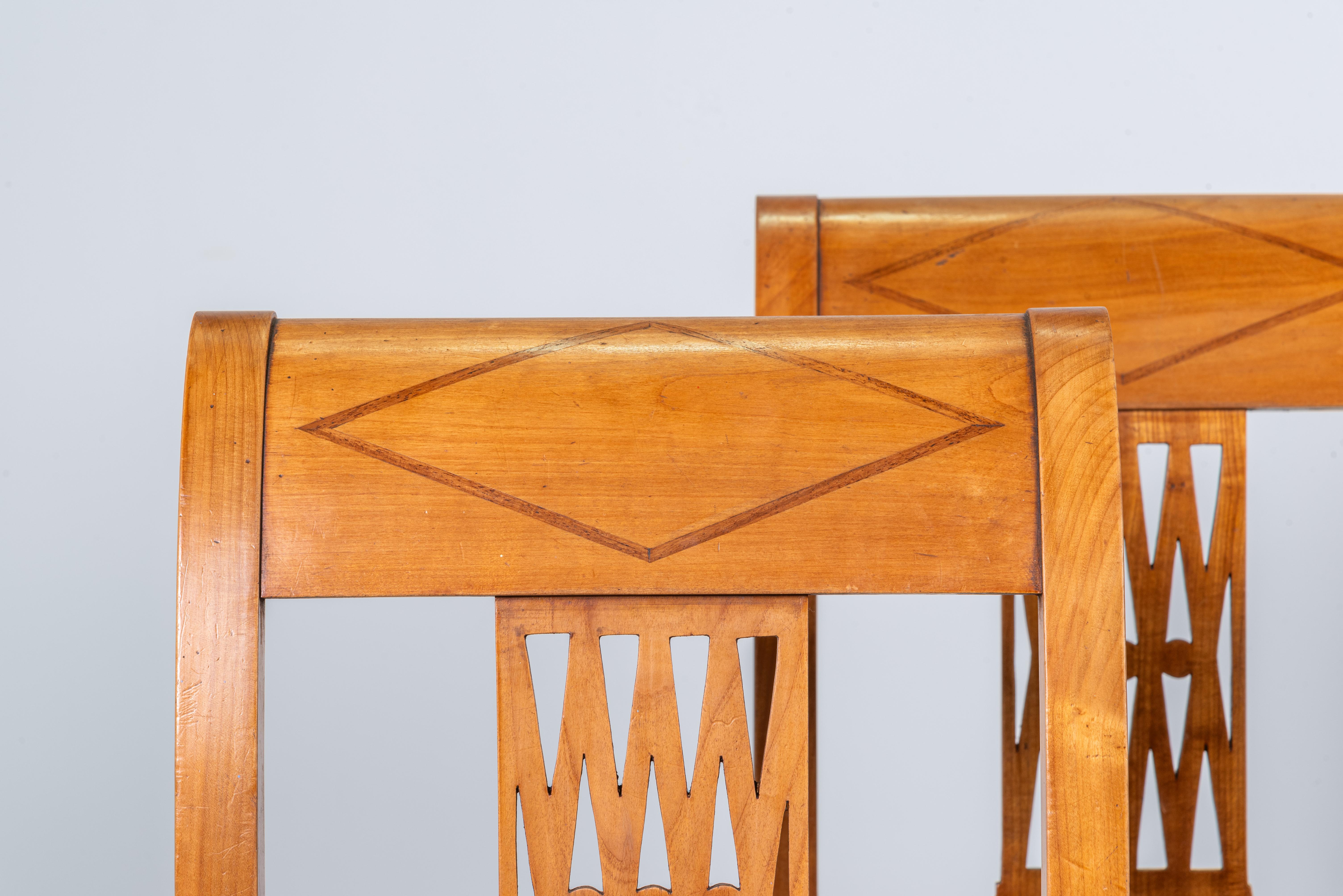 Fabric French 20th Century Art Deco Dining Chairs - Set of 6 For Sale