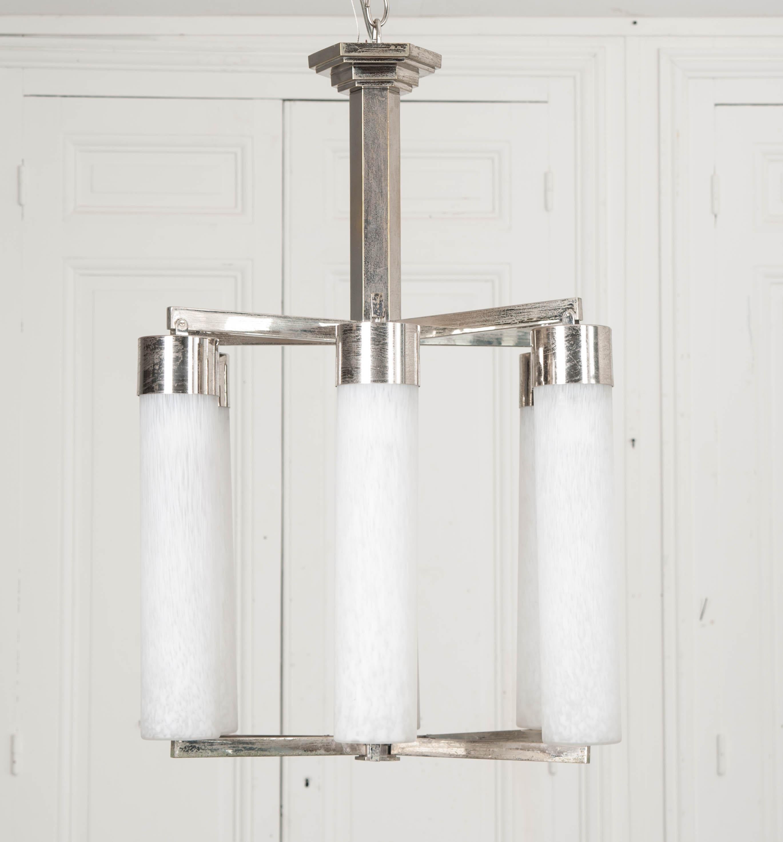 French 20th Century Art Deco Six-Light Chandelier For Sale 6