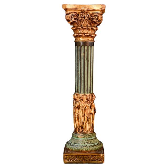 French Rococo Column Unique 19th century hand-painted French terra cotta column For Sale at ...