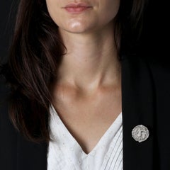 French 20th century Baroque Style Silver Brooch