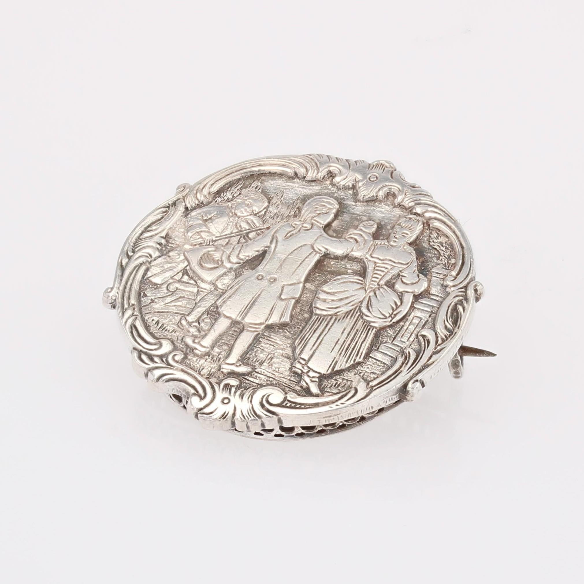 Broche en argent de style baroque français du 20e siècle Bon état - En vente à Poitiers, FR