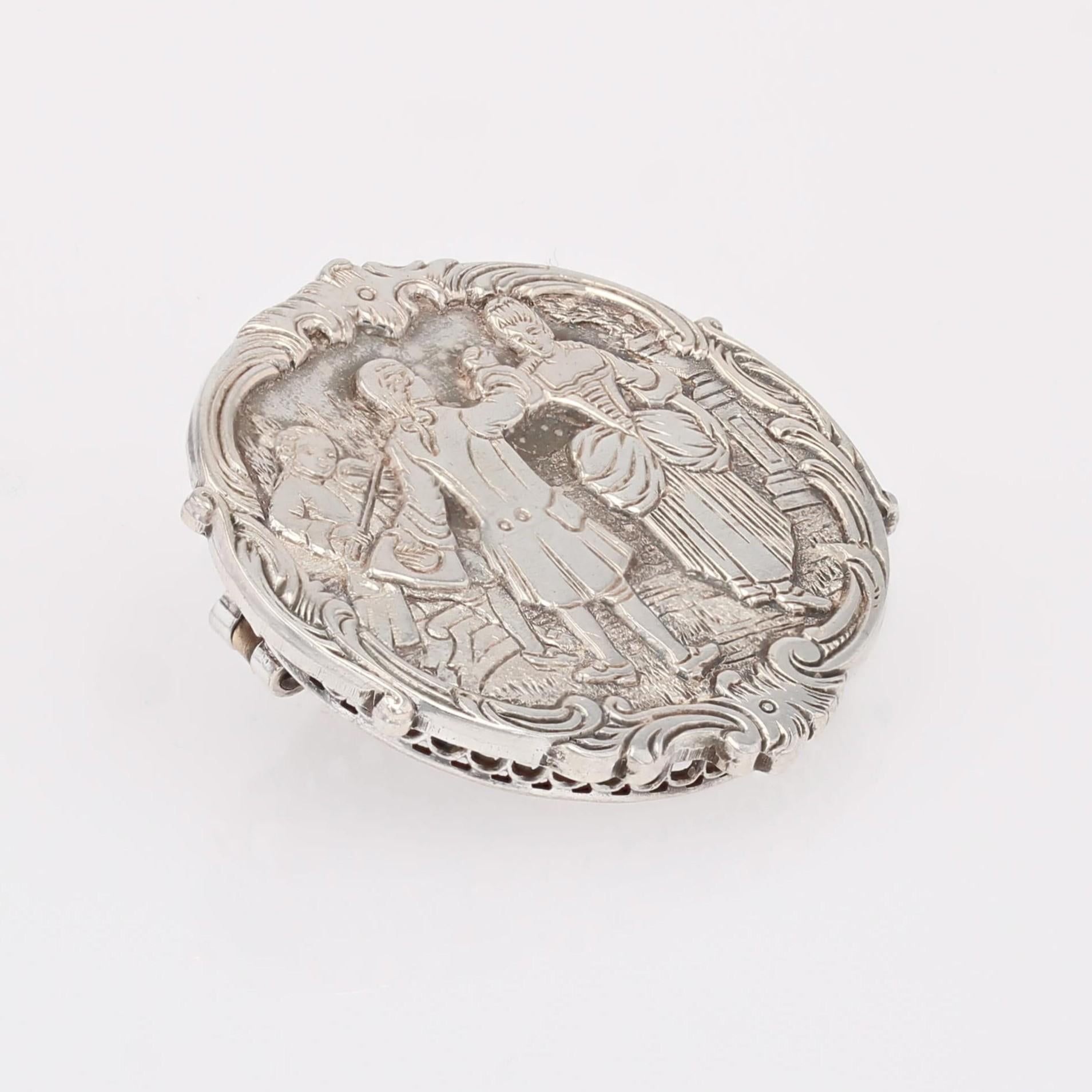 Broche en argent de style baroque français du 20e siècle Pour femmes en vente