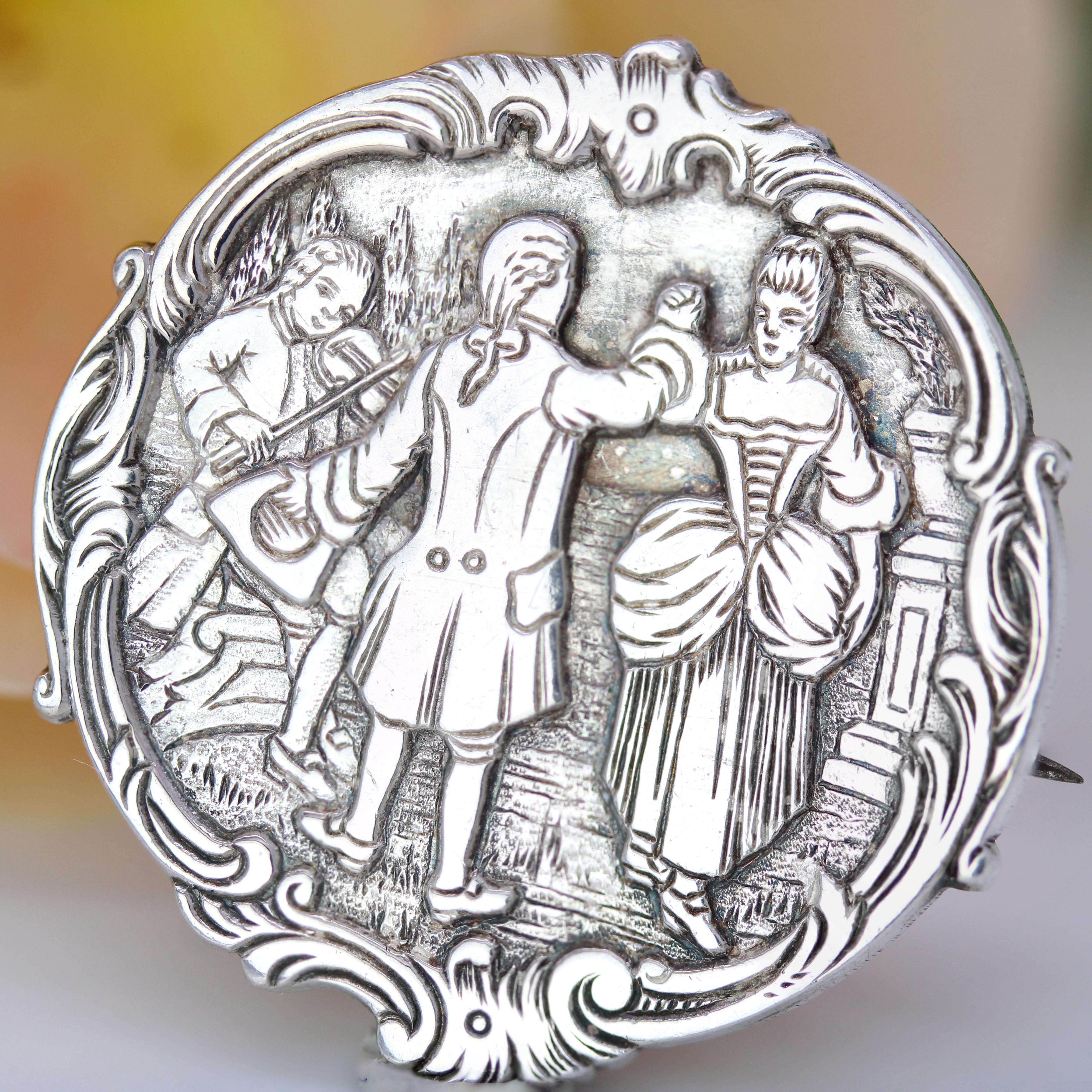 Broche en argent de style baroque français du 20e siècle en vente 1