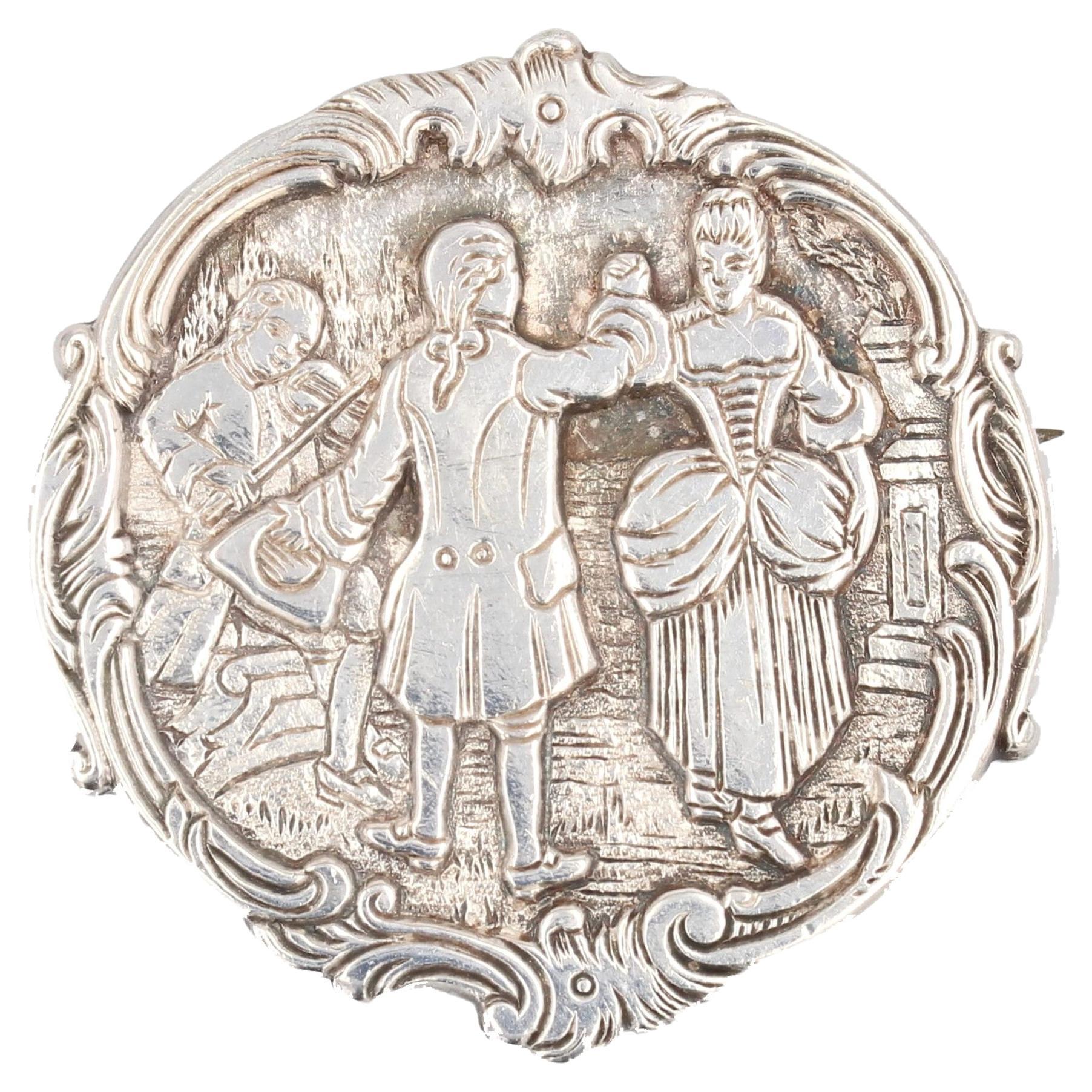 Broche en argent de style baroque français du 20e siècle en vente