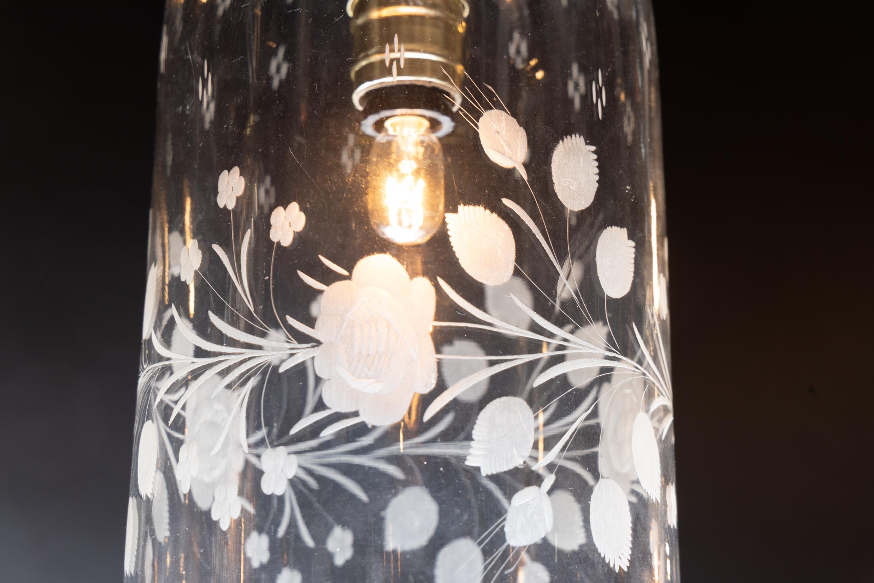 French 20th Century Bell Shaped Hanging Globe, Unique Pendant Light In Good Condition For Sale In New Orleans, LA