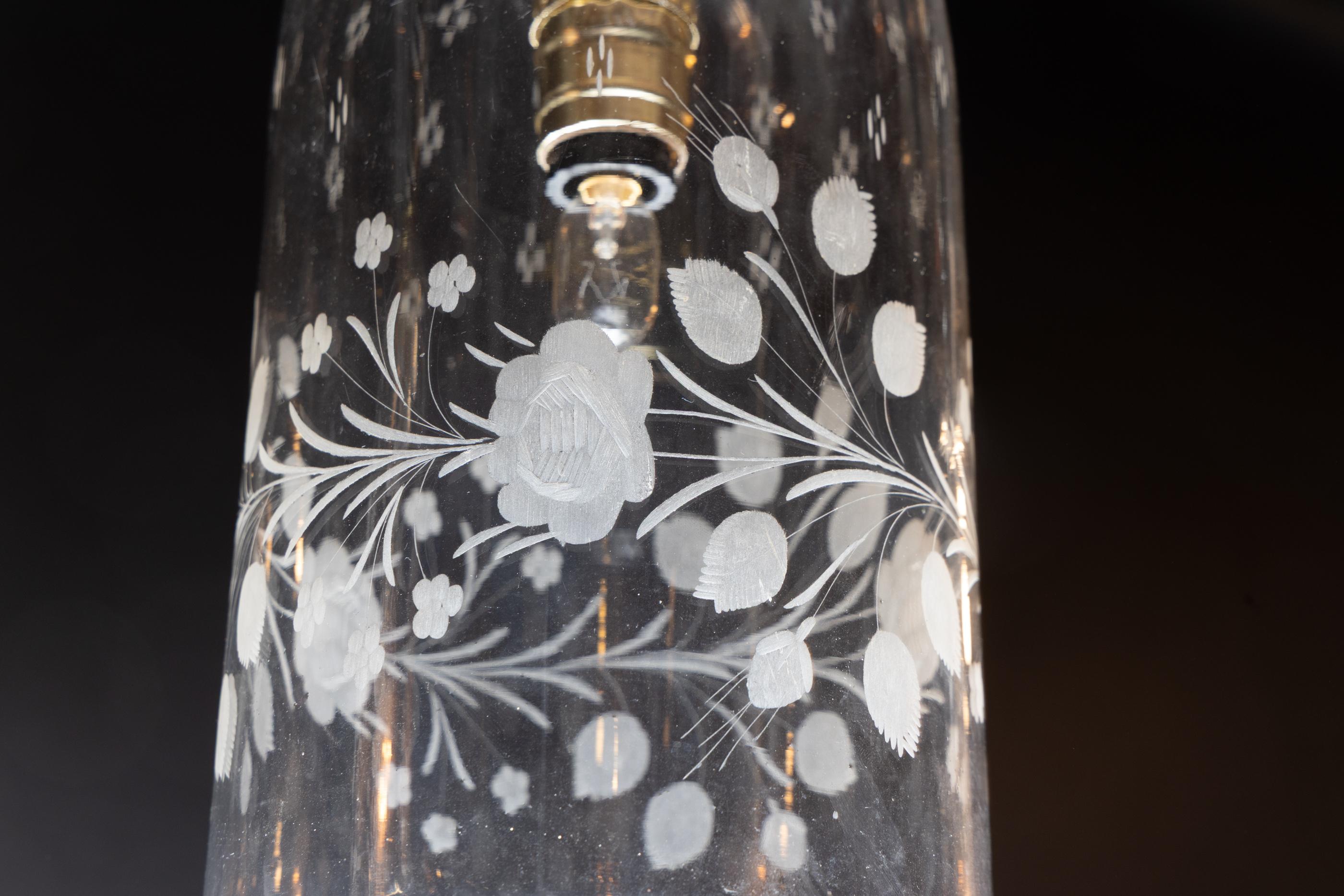 Glass French 20th Century Bell Shaped Hanging Globe, Unique Pendant Light For Sale