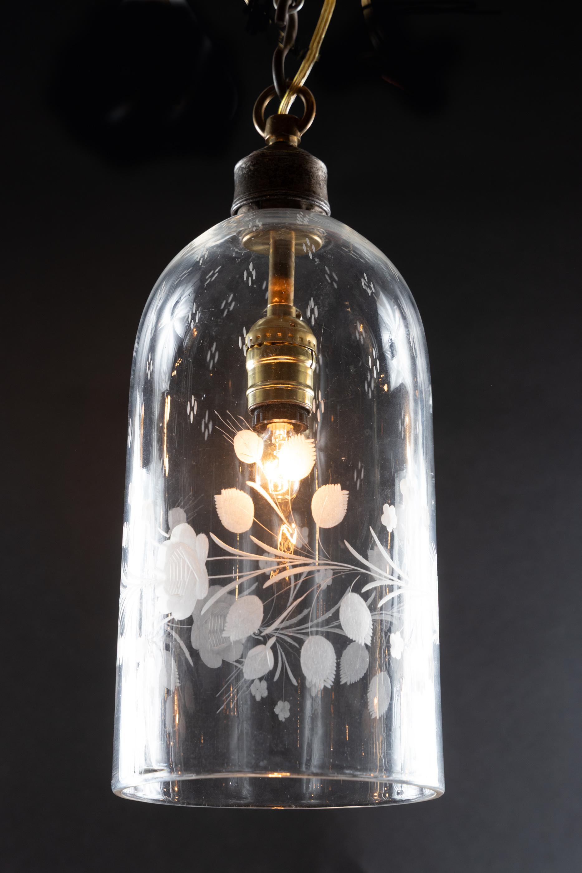 French 20th Century Bell Shaped Hanging Globe, Unique Pendant Light For Sale 1