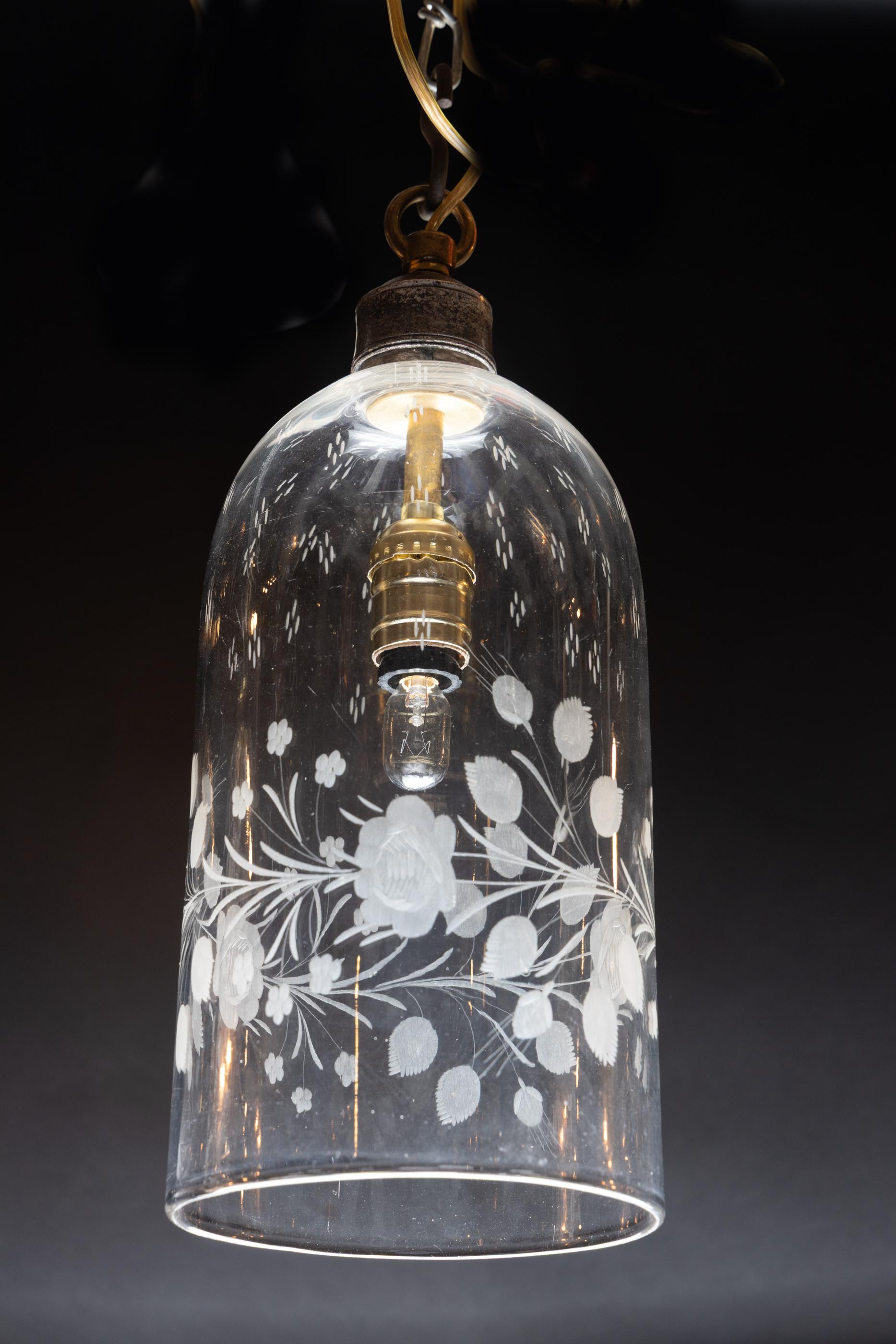 French 20th Century Bell Shaped Hanging Globe, Unique Pendant Light For Sale 2