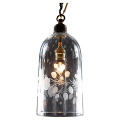 French 20th Century Bell Shaped Hanging Globe, Unique Pendant Light