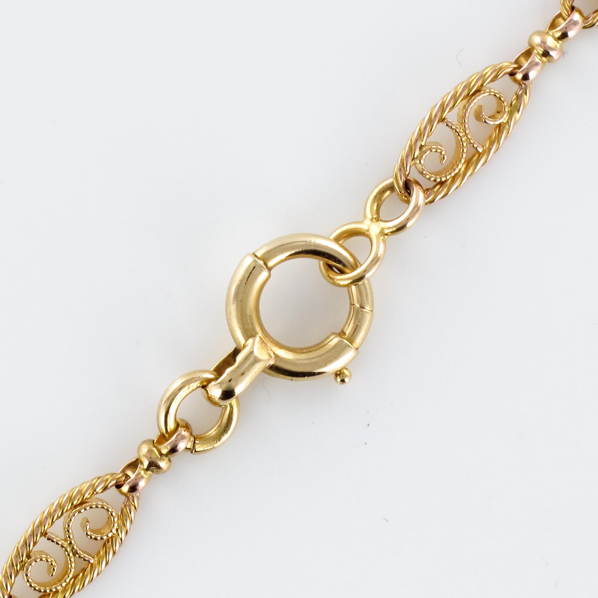 French 20th Century Belle Époque Yellow Gold Filigree Antique Necklace 6