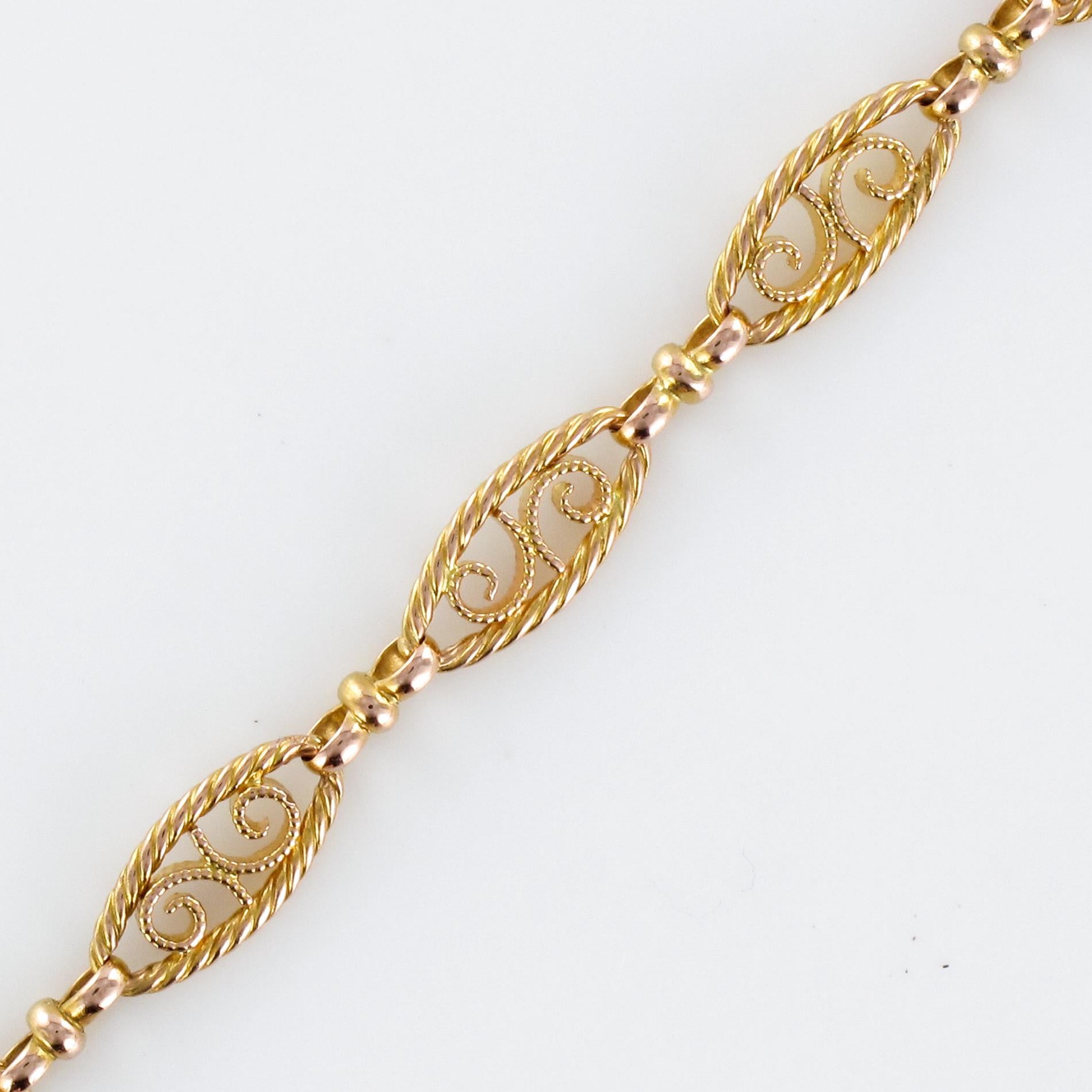French 20th Century Belle Époque Yellow Gold Filigree Antique Necklace 1