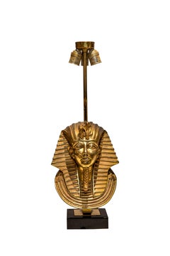 French 20th Century Brass Egyptian Revival Pharaoh Table Lamp