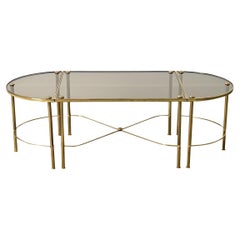 Set di tavoli da cocktail in ottone e vetro del XX secolo francese