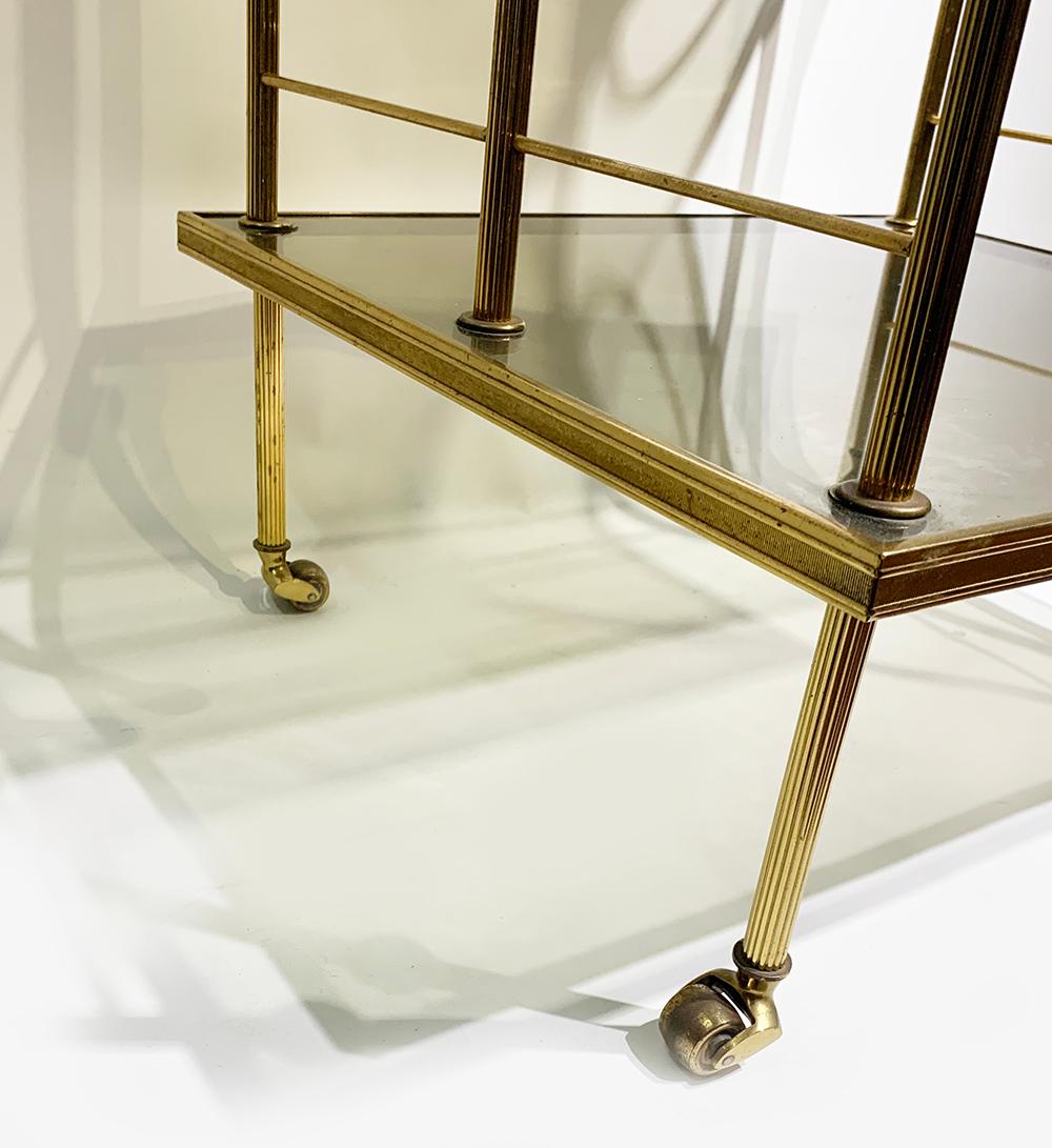 French 20th Century Brass & Glass Drinks Trolley, c.1970 For Sale 2