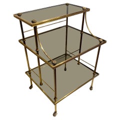 Chariot français du 20ème siècle pour boissons en laiton et verre, vers 1970
