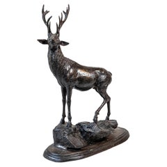 French 20th Century Bronze Statue of a Deer Circa 1920