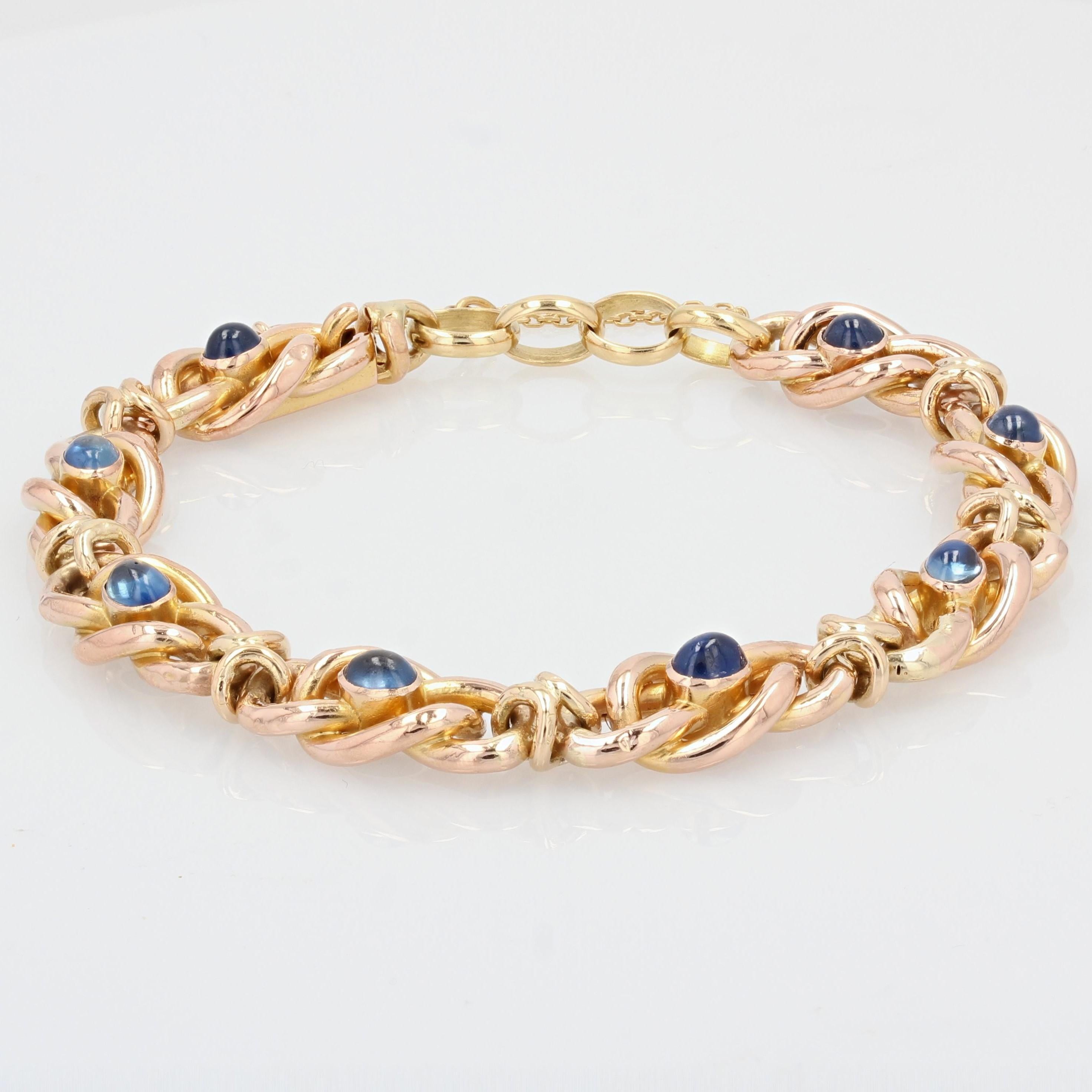 Belle Époque French 20th Century Cabochon Sapphire 18 Karat Rose Gold Bracelet