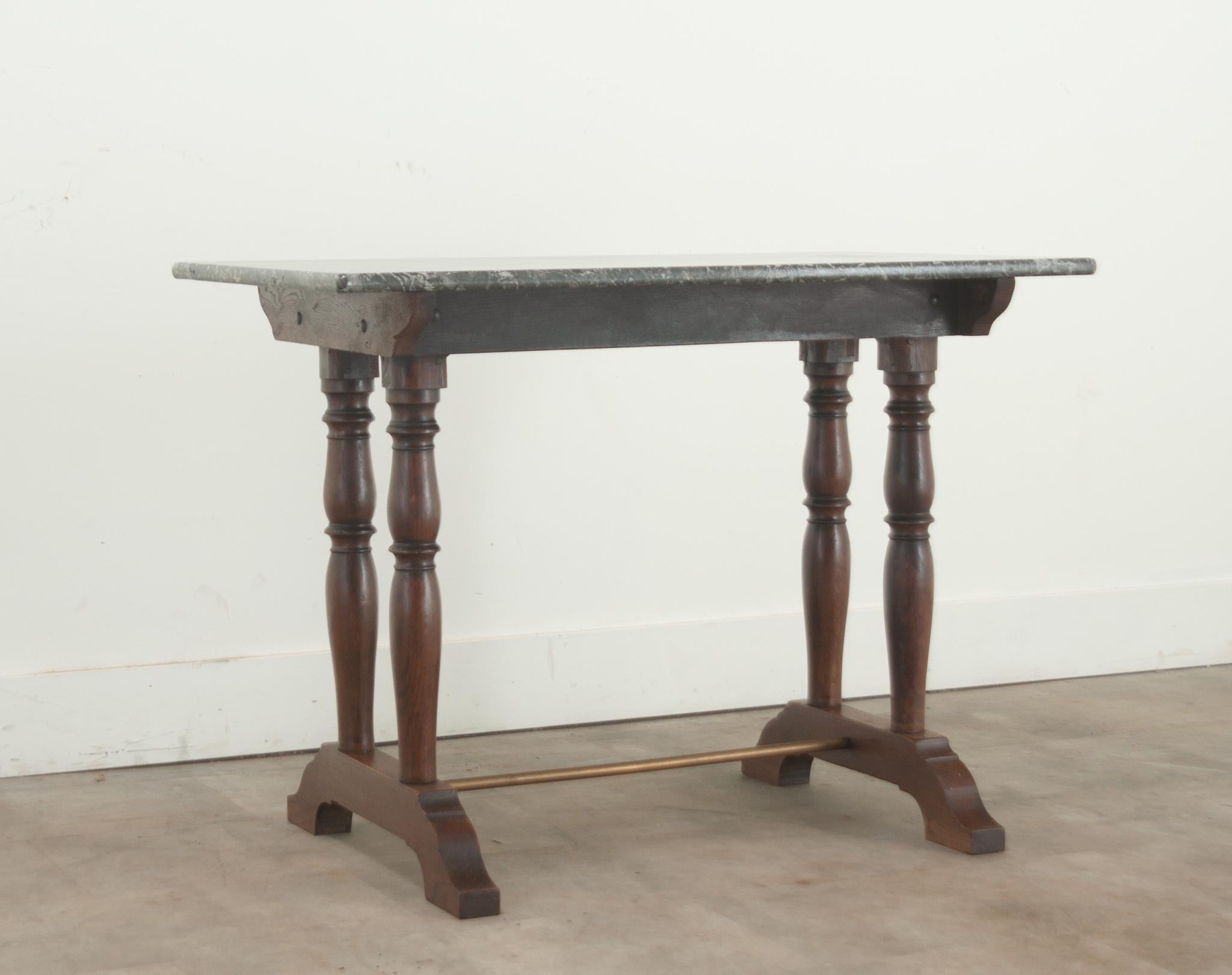 French 20th Century Carved Oak Bistro Table In Good Condition For Sale In Baton Rouge, LA