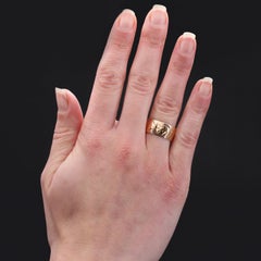 French 20th Century Chiseled 18 Karat Rose Gold Ring