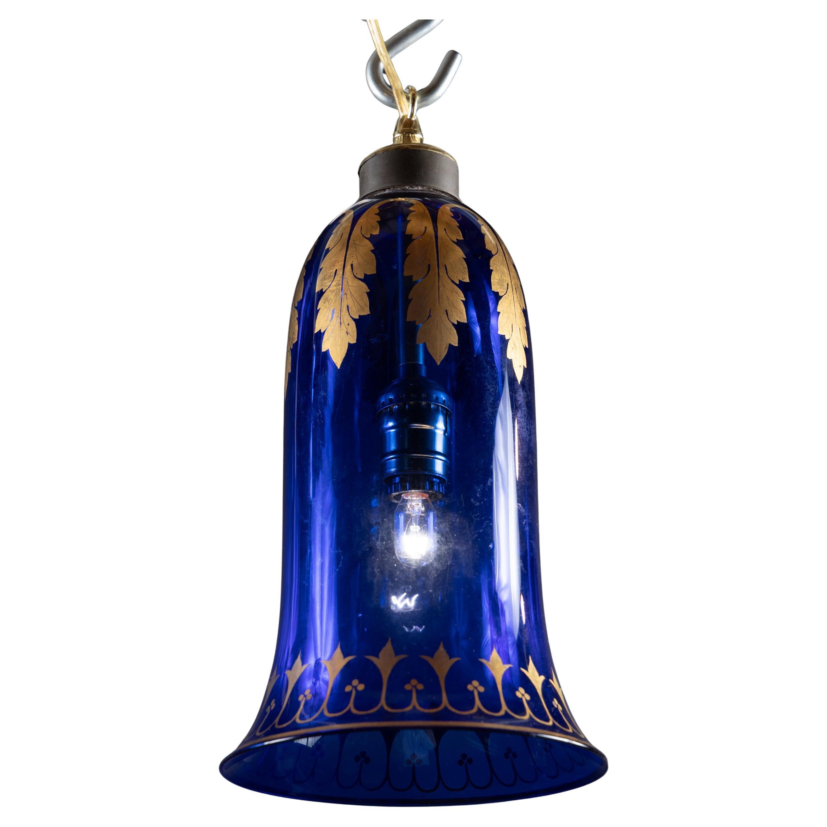 French 20th Century Cobalt Blue Glass Hanging Globe For Sale